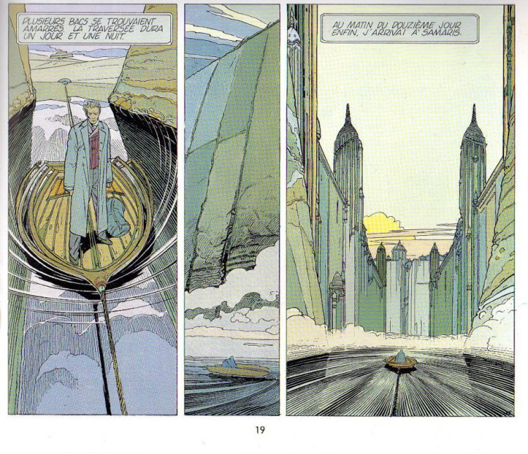 BD Les murailles de Samaris (Schuiten et Peeters) - Arrivée de Franz à Samaris (Planche 19, détail).jpg