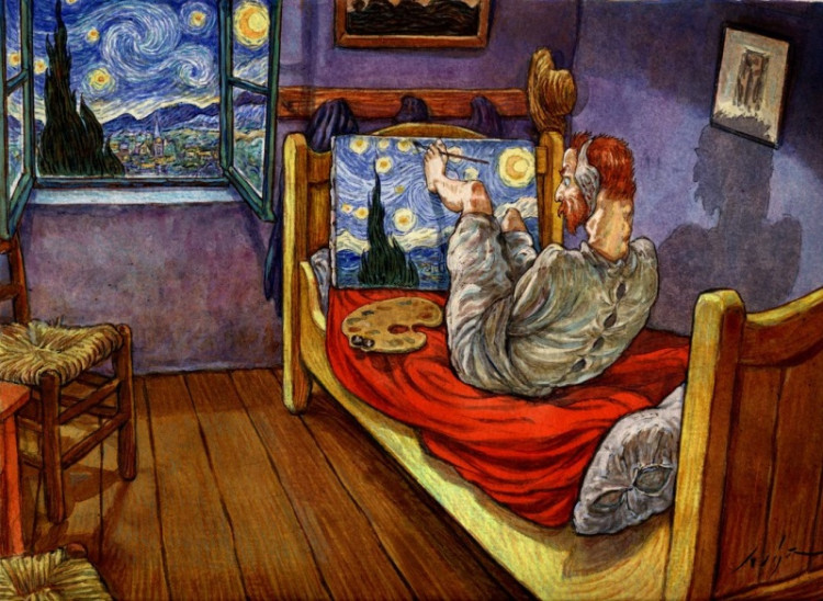 06.1 Gradimir Smudja - Vincent peignant La Nuit étoilée dans sa chambre.jpg