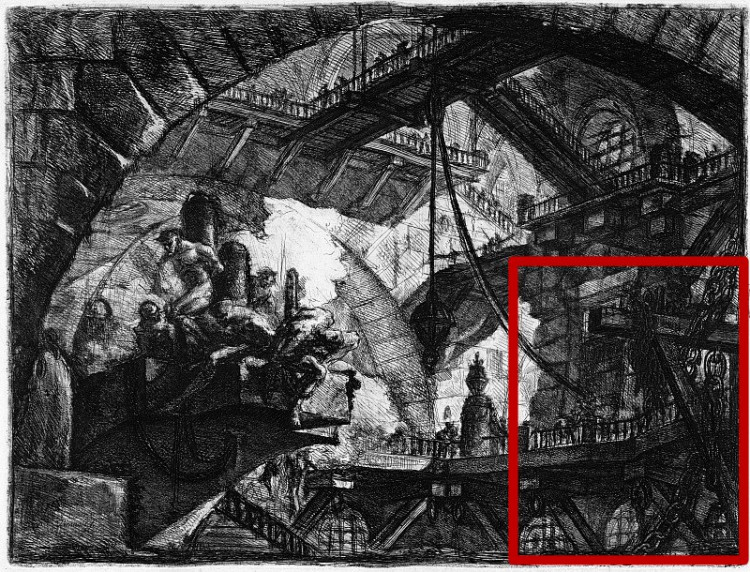 10  Piranèse - Prisons imaginaires, 2ème version, Planche X tracé.jpg