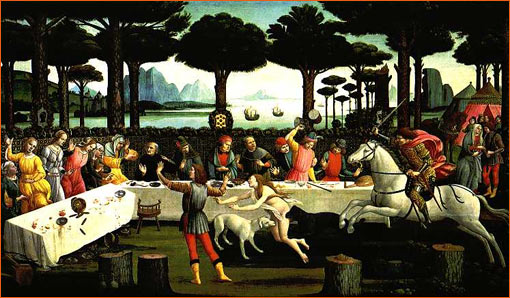 Sandro Boticelli - L'Histoire de Nastagio degli Onesti, 3e panneau.jpg