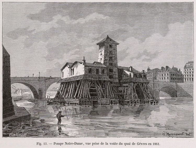 Toussaint - Pompe Notre-Dame,_vue_prise_de_la_voûte_du_quai_de_Gêvres_en_1861.jpg